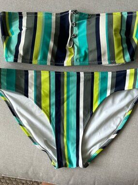 Aerie Striped Bandeau Strapless Bikini Set